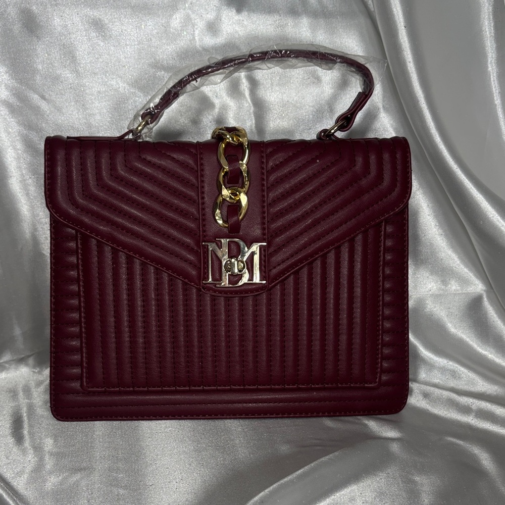 Badgley Mischka Burgundy Quilted Shoulder Bag